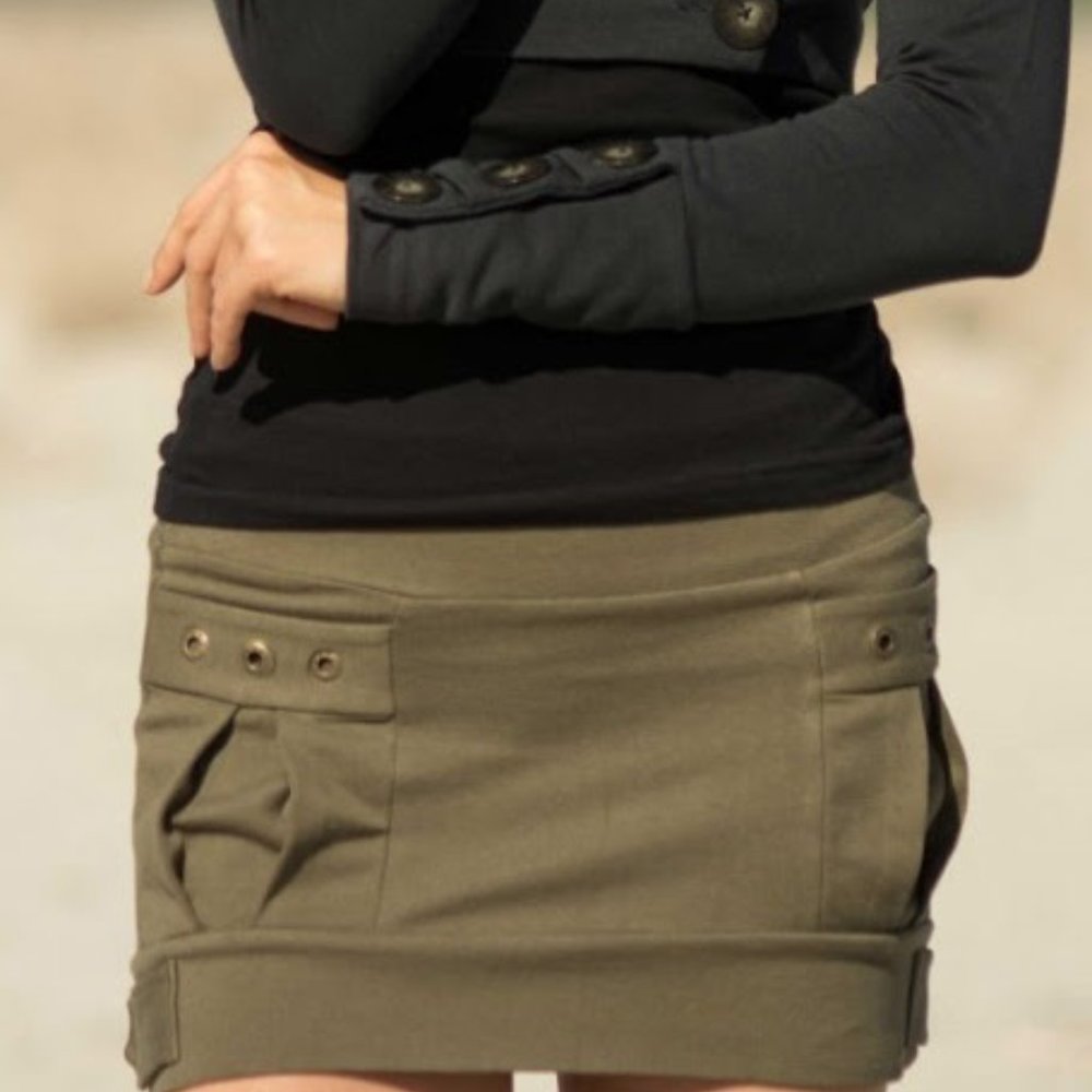 Nomads Hemp Wear vixen mini skirt khaki green